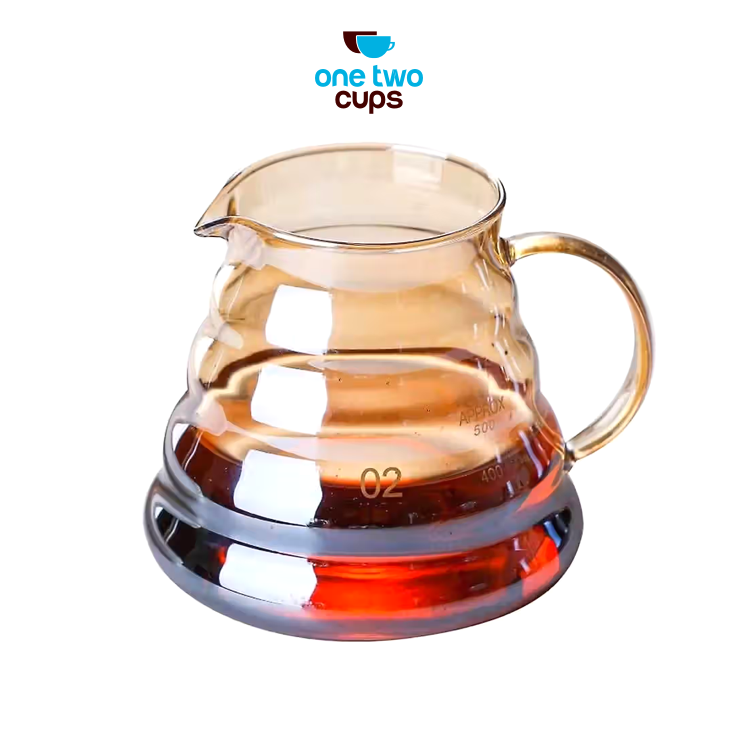 One Two Cups Teko Kopi Coffee Server V60 Drip Pour Borosilicate 600ml - XGS-60