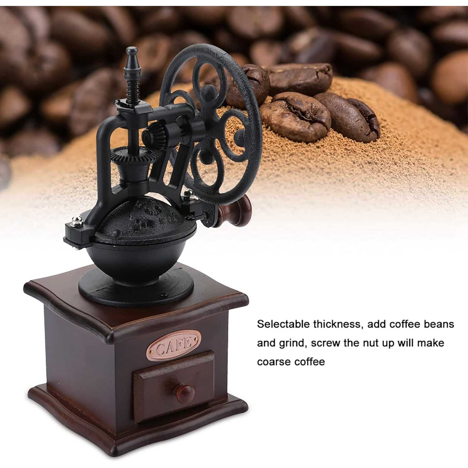 One Two Cups Alat Penggiling Kopi Manual Coffee Grinder Wood 30g - CW85532