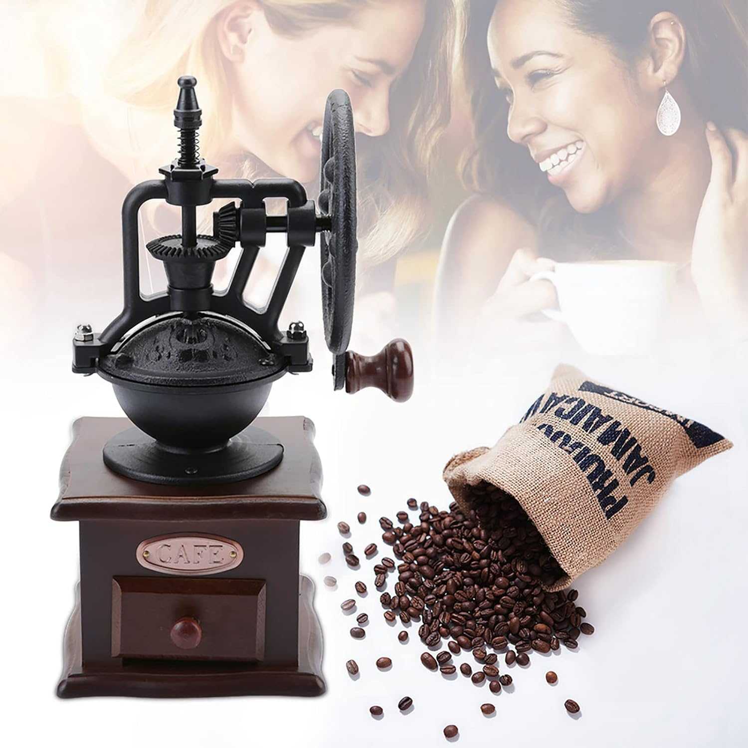 One Two Cups Alat Penggiling Kopi Manual Coffee Grinder Wood 30g - CW85532