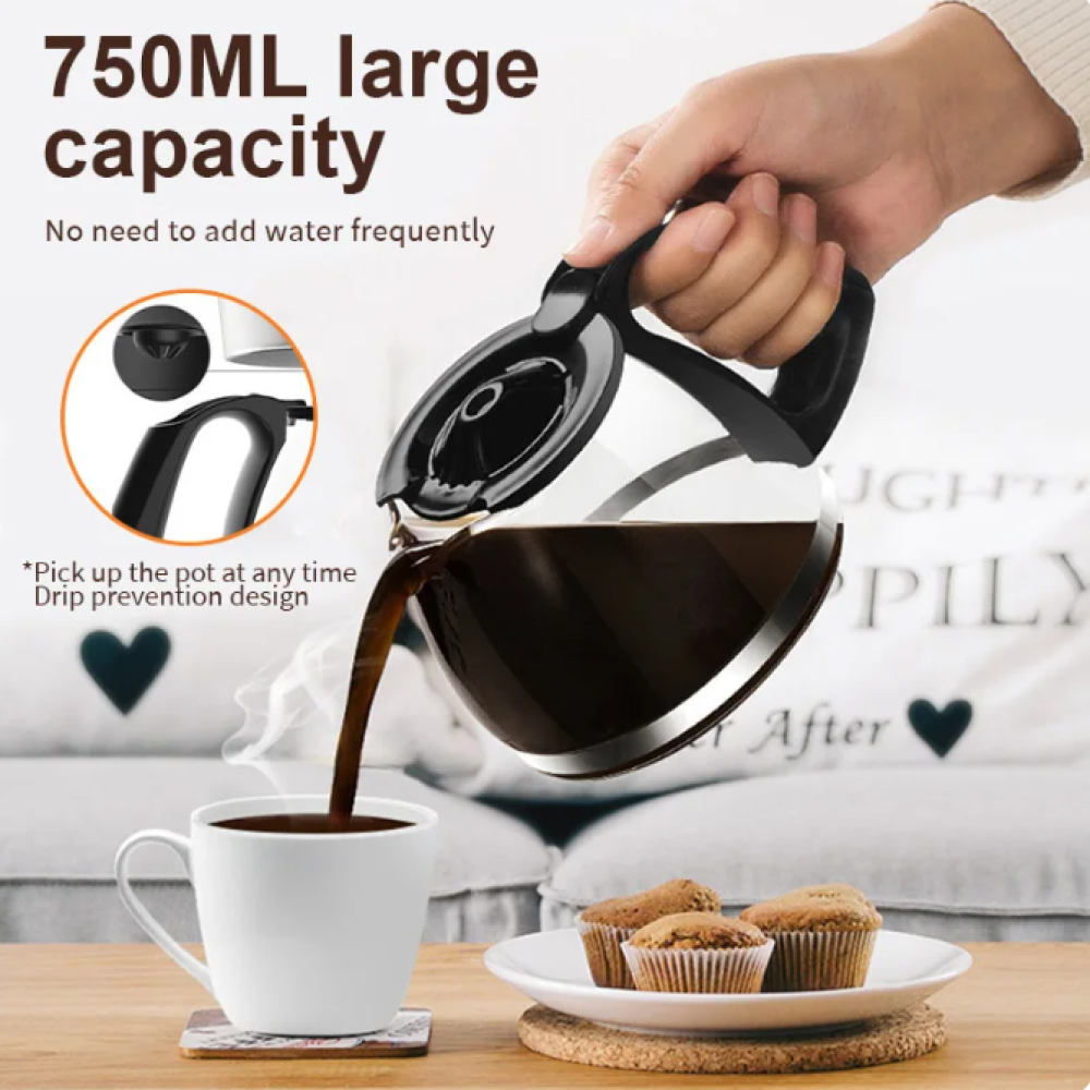One Two Cups Mesin Kopi Espresso Semi Otomatis Drip Coffee Maker 750ml - CM-102