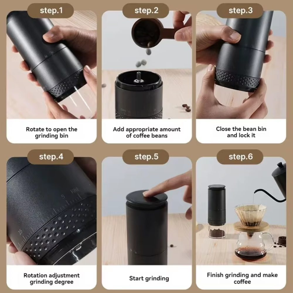 One Two Cups Penggiling Kopi Elektrik Coffee Grinder 2000mAh - HB-990