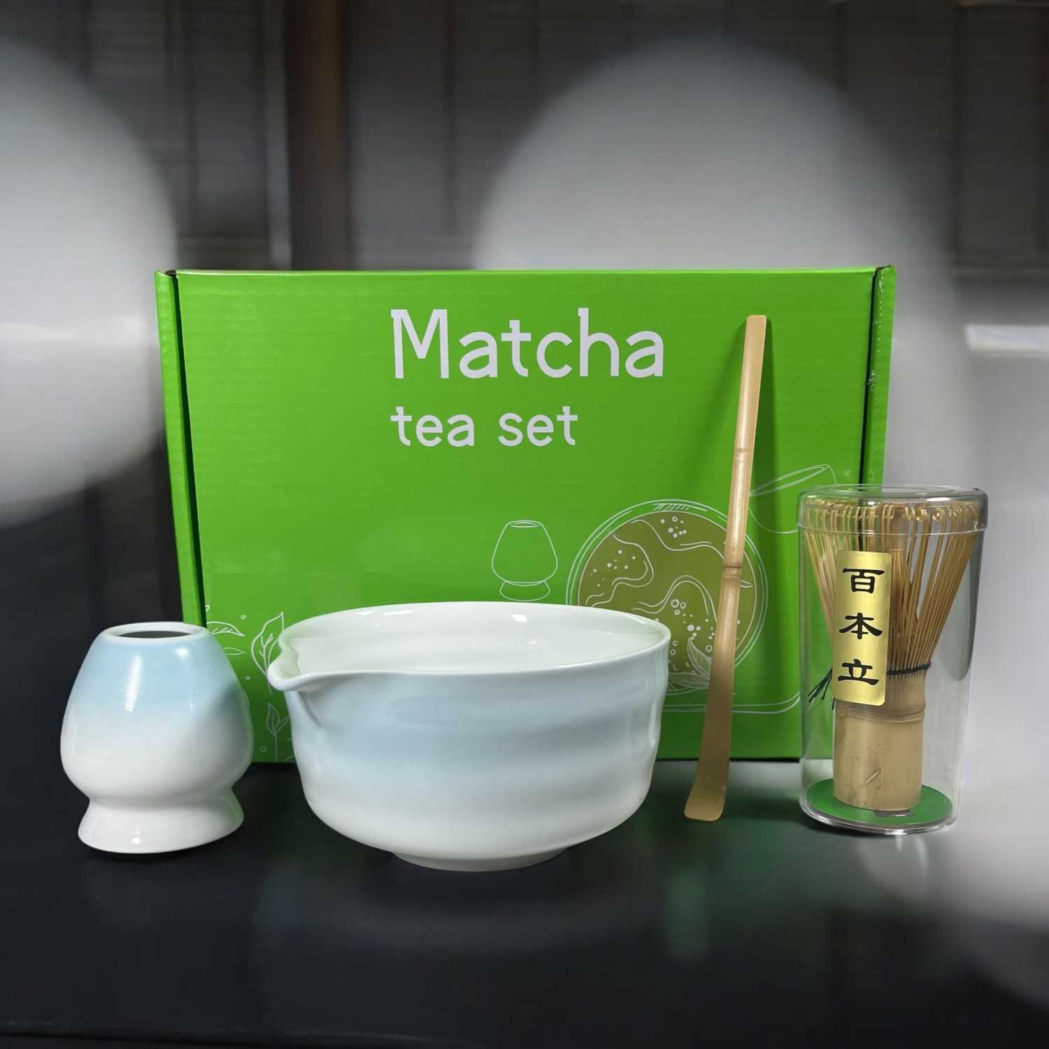 One Two Cups Matcha Set Kit Chawan Chasen Chashaku Ceramic 500ml 4 PCS - CZ3