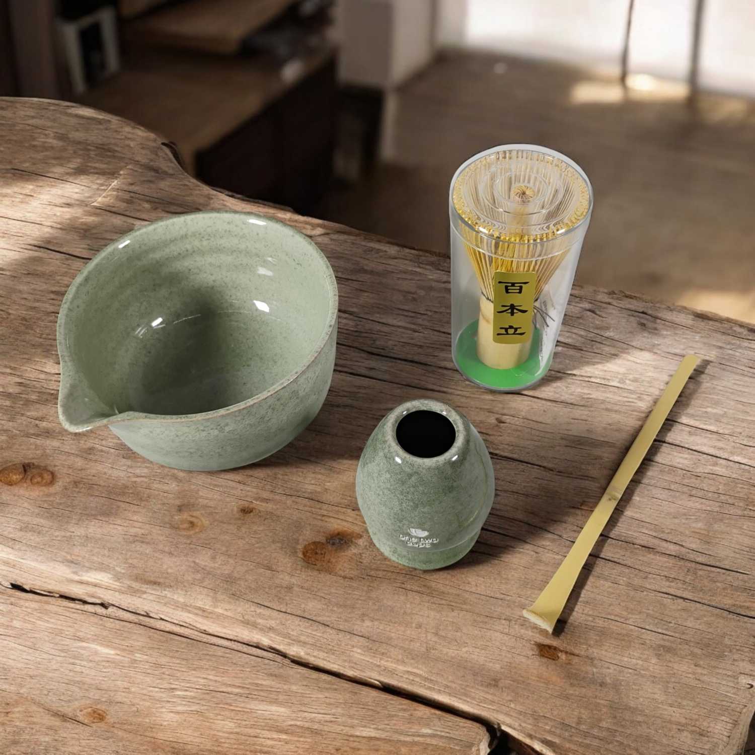 One Two Cups Matcha Set Kit Chawan Chasen Chashaku Ceramic 500ml 4 PCS - CZ3