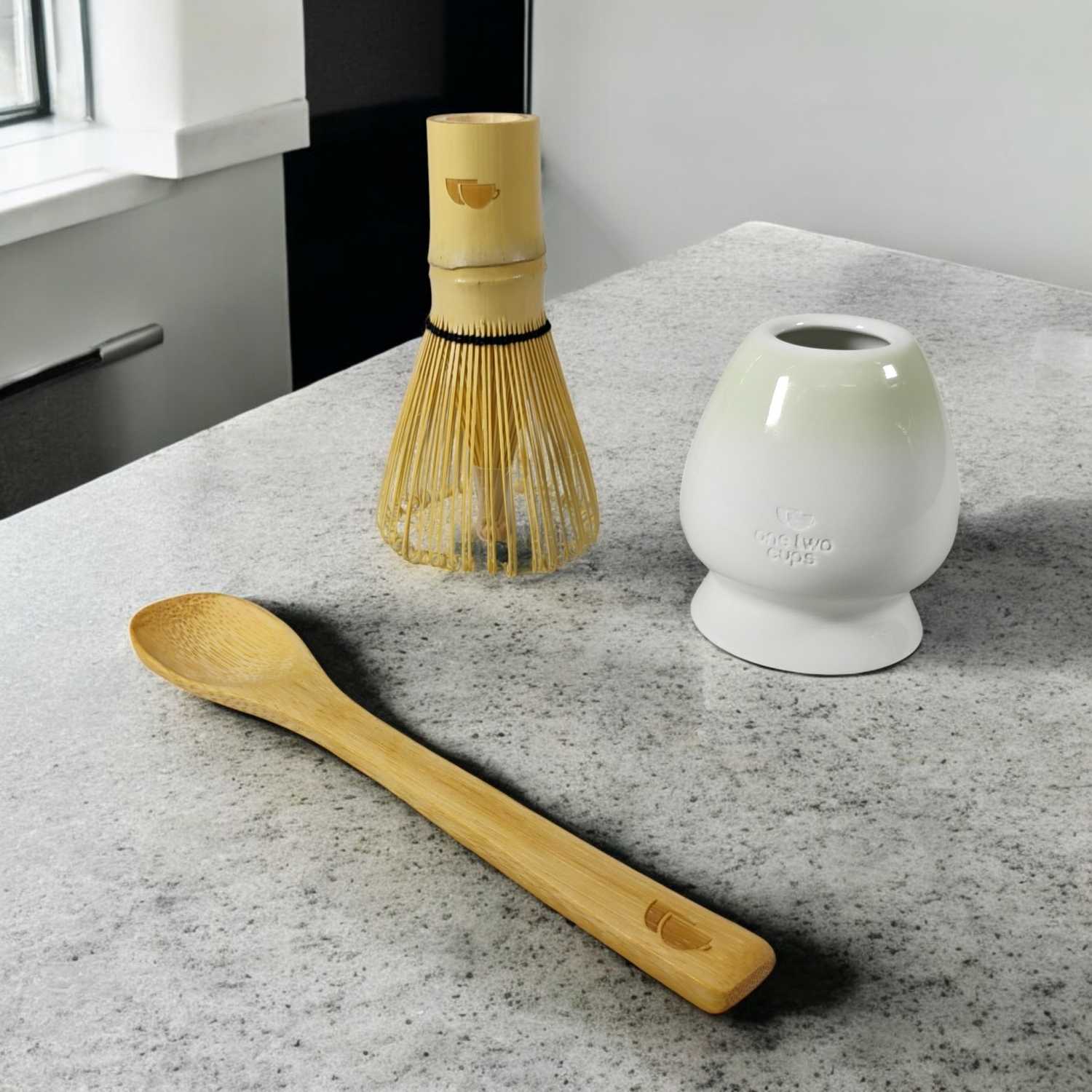 ginee_20260115153621175_5069431486.jpg One Two Cups Matcha Set Kit Chasen Whisk Stand Chashaku Spoon 4 PCS - NA-712
