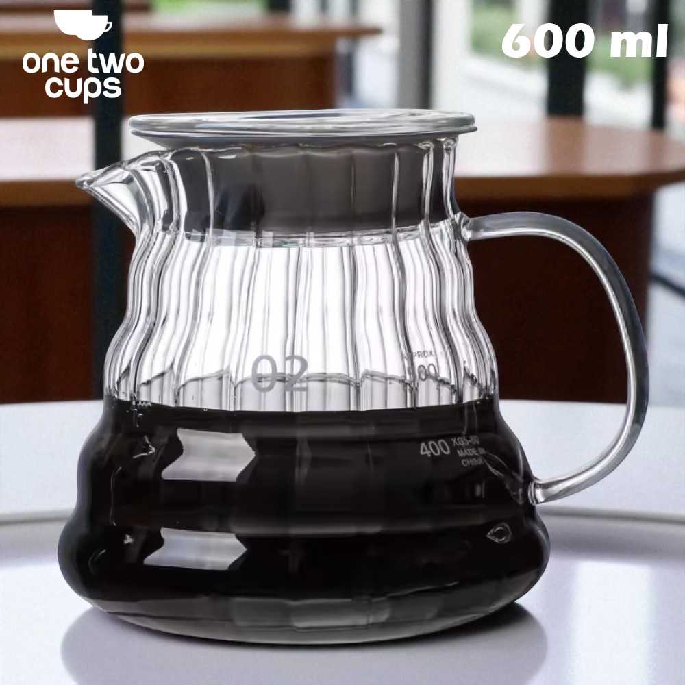 One Two Cups Teko Kopi Coffee Server V60 Drip Pour Over Borosilicate - XGS-36/60/80
