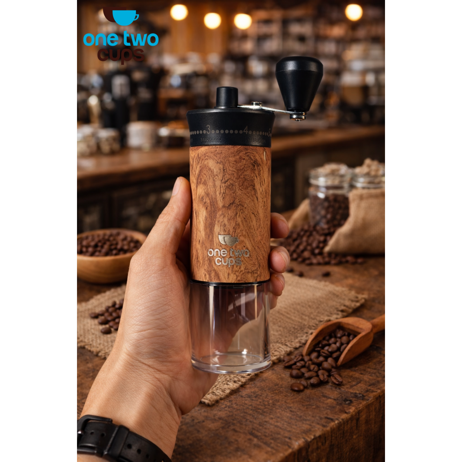 One Two Cups Alat Penggiling Kopi Manual Coffee Grinder Keramik - 5011 Pro-B