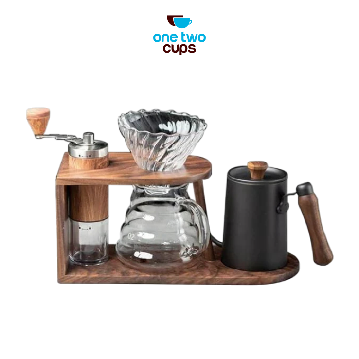 One Two Cups Set Alat Pembuat Kopi Manual Brew Coffee Bean Grinder - HS-54