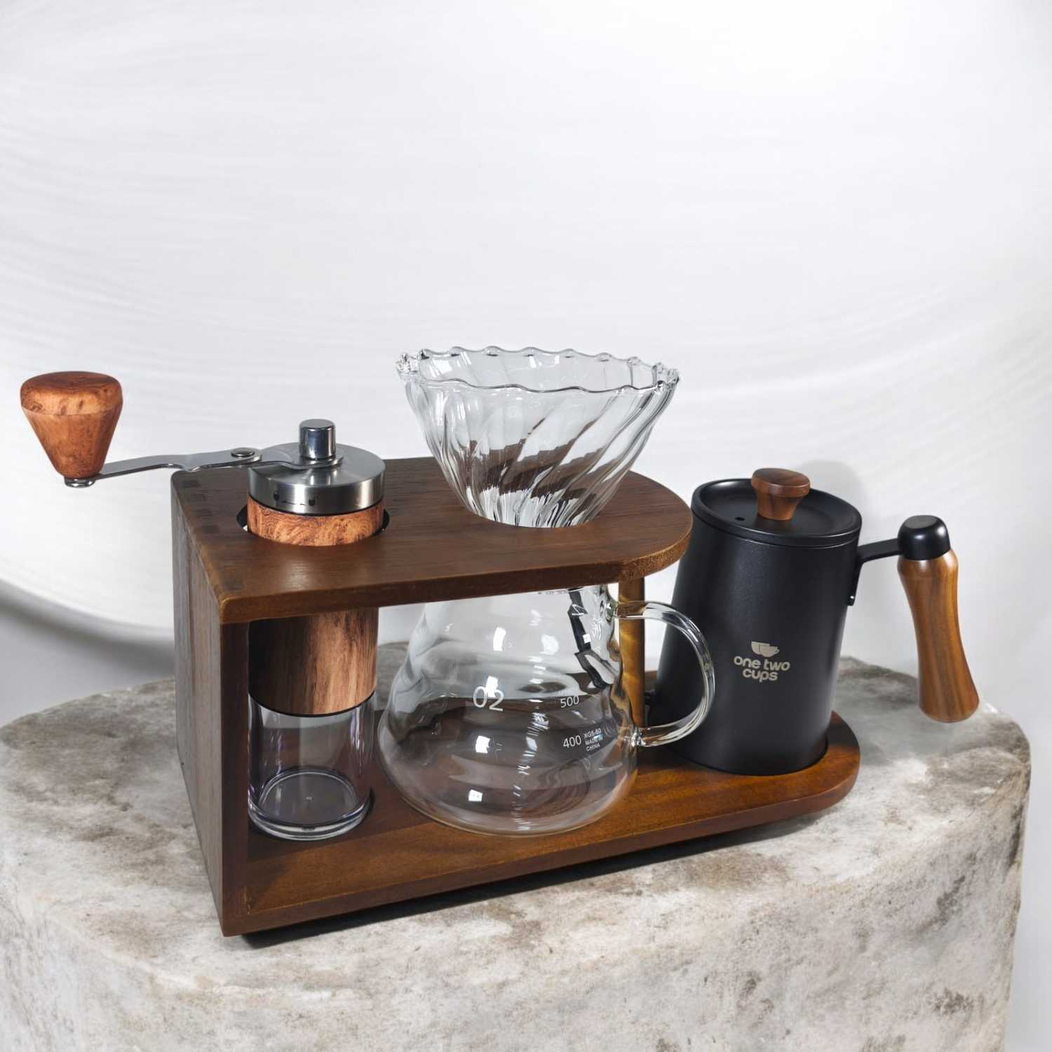 One Two Cups Set Alat Pembuat Kopi Manual Brew Coffee Bean Grinder - HS-54