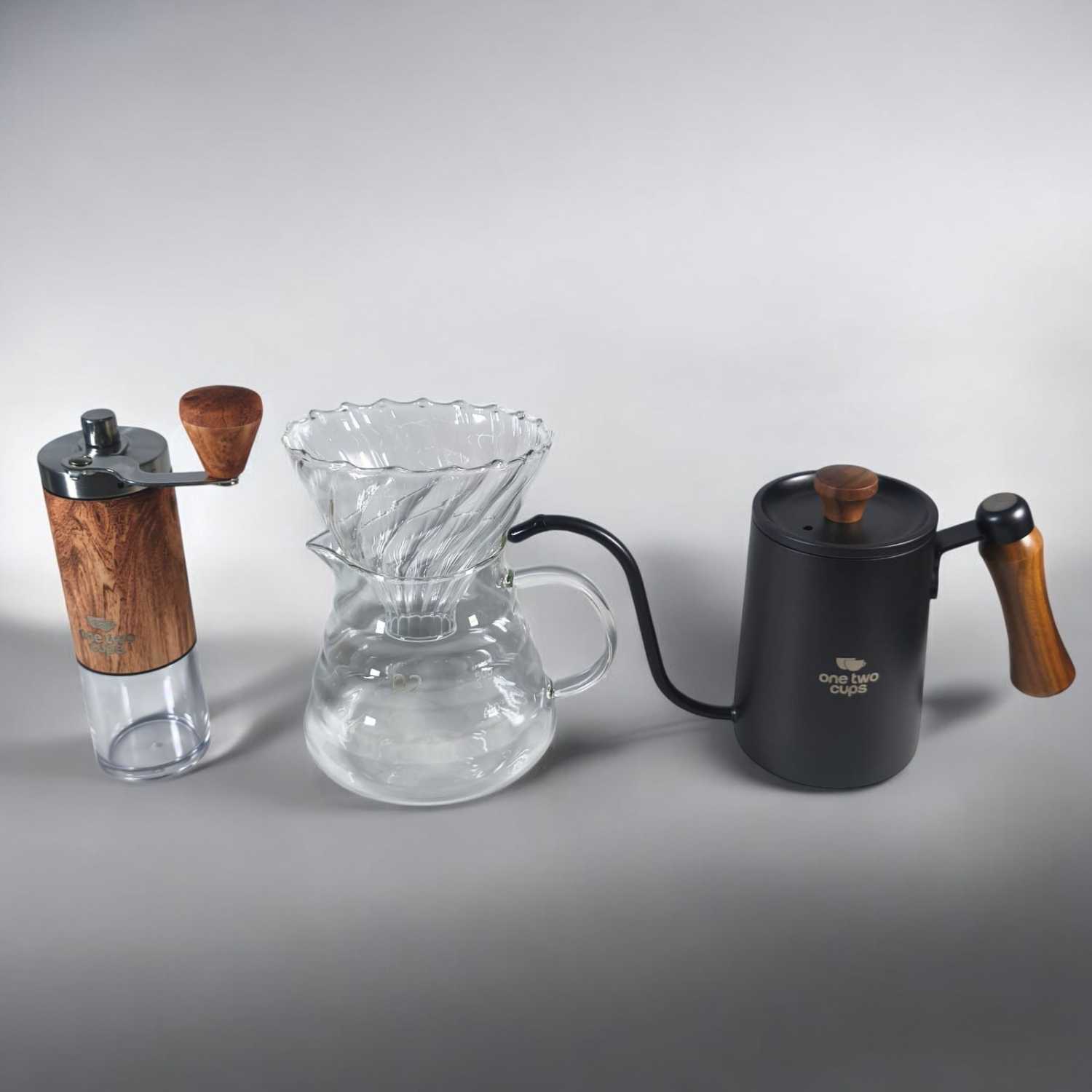 One Two Cups Set Alat Pembuat Kopi Manual Brew Coffee Bean Grinder - HS-54