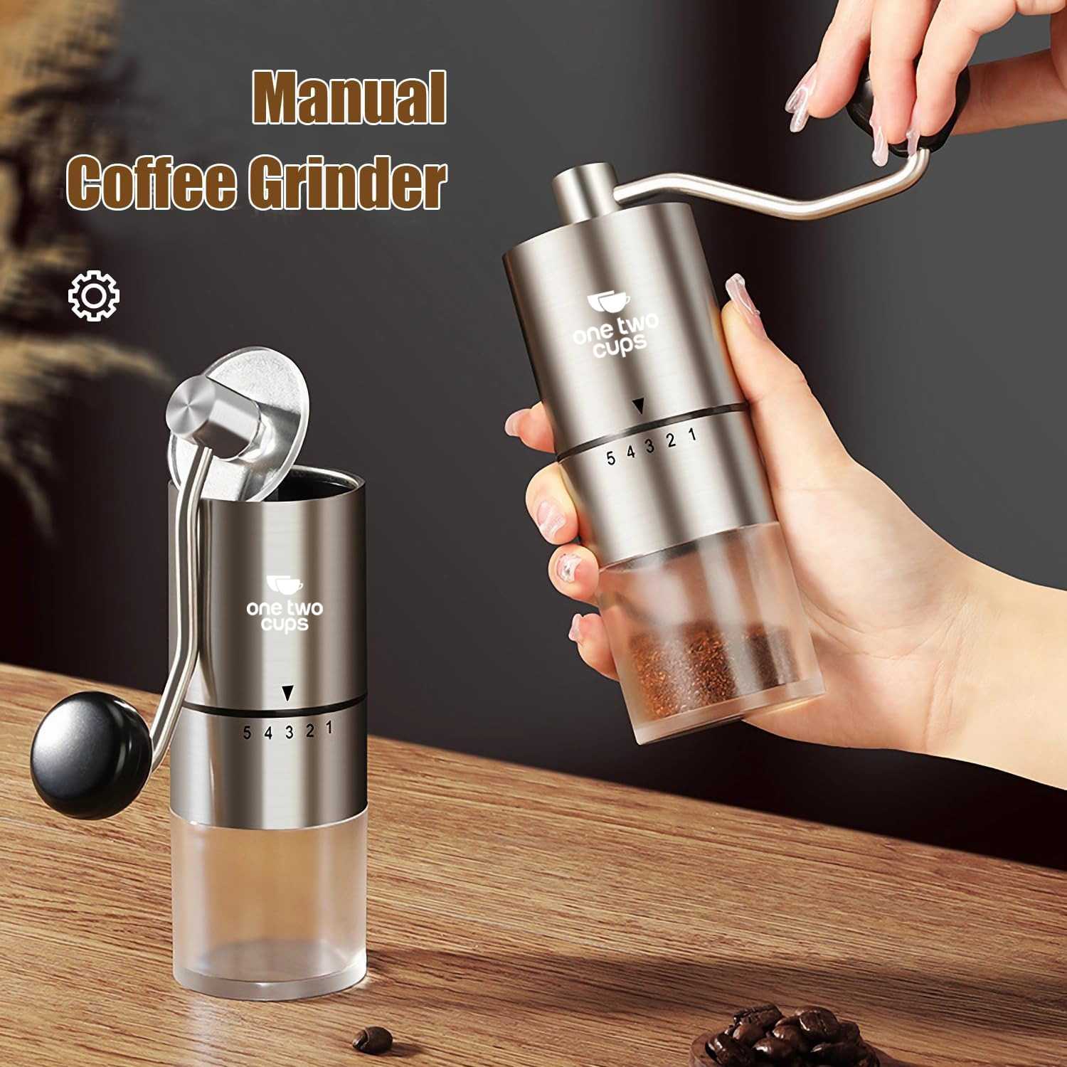 One Two Cups Penggiling Kopi Manual Coffee Grinder Adjustable Portable - D-11