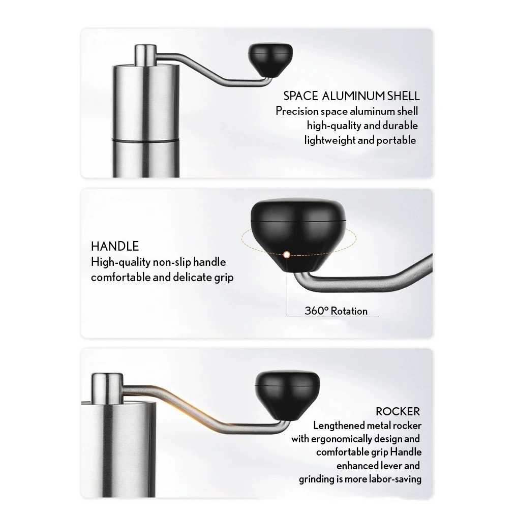 One Two Cups Penggiling Kopi Manual Coffee Grinder Adjustable Portable - D-11