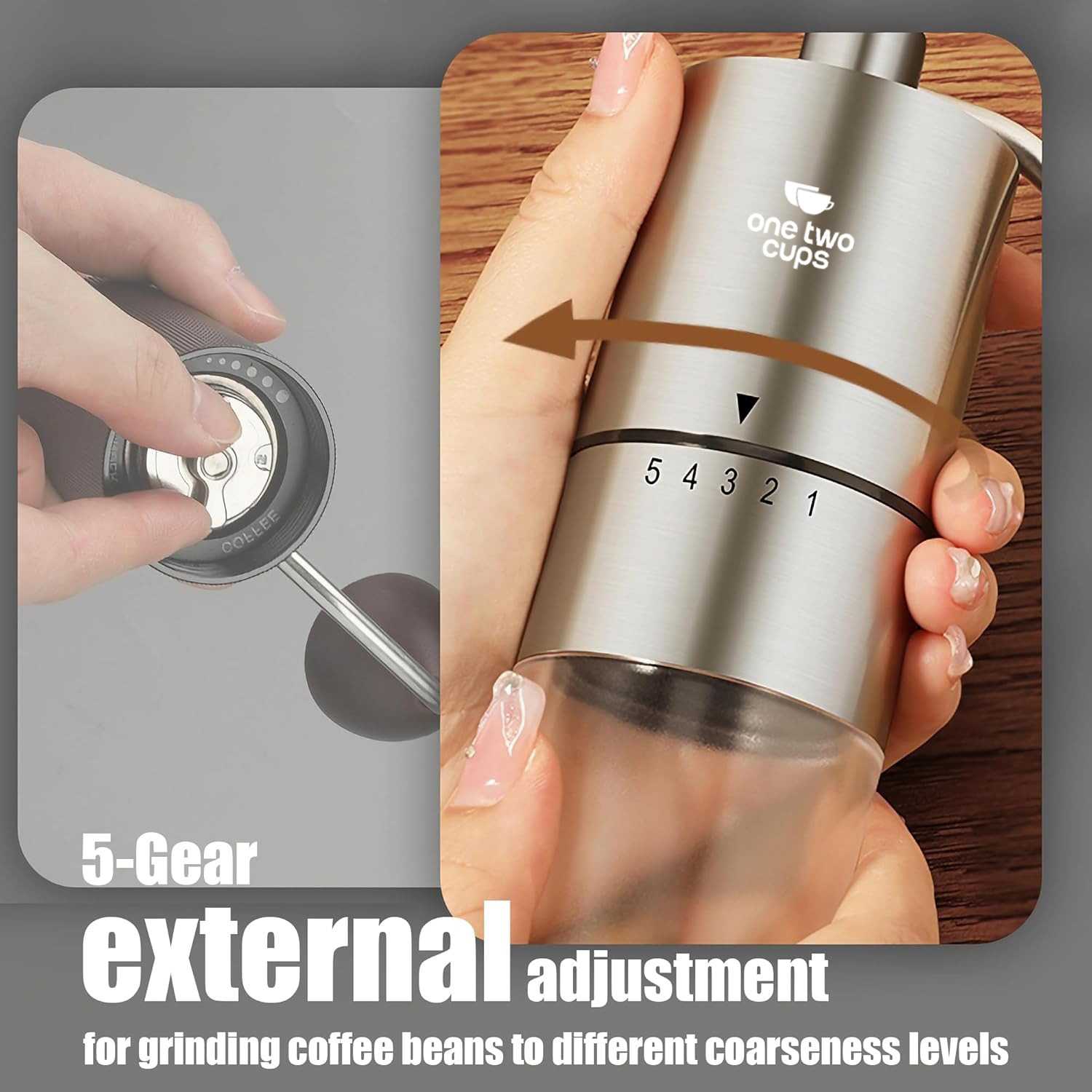 One Two Cups Penggiling Kopi Manual Coffee Grinder Adjustable Portable - D-11