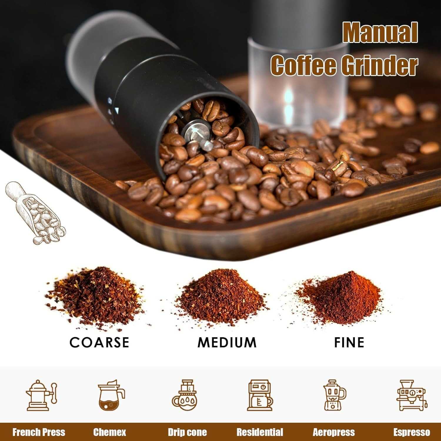 One Two Cups Penggiling Kopi Manual Coffee Grinder Adjustable Portable - D-11