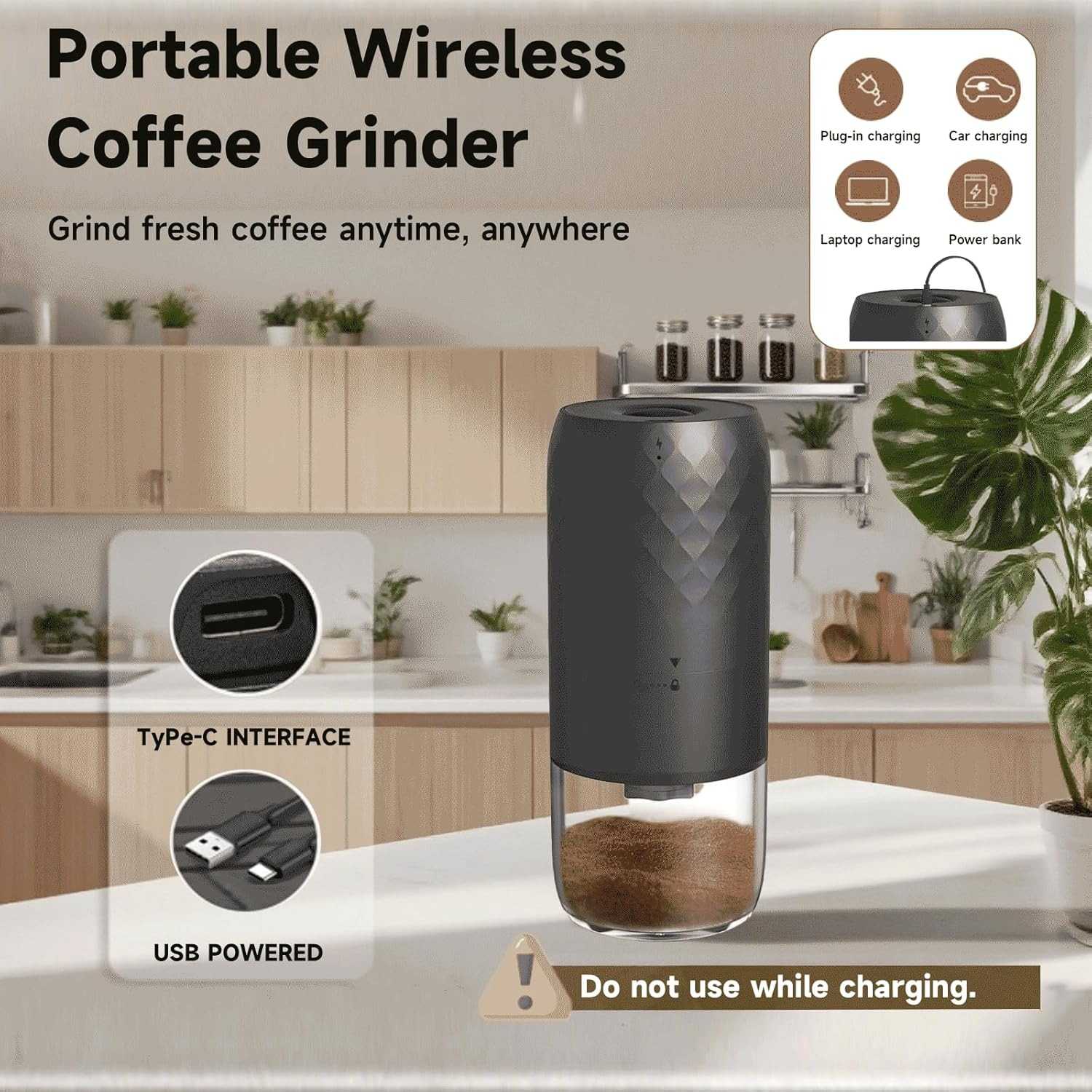 One Two Cups Alat Penggiling Kopi Elektrik Coffee Grinder 1800mAh - KMDJ-3A