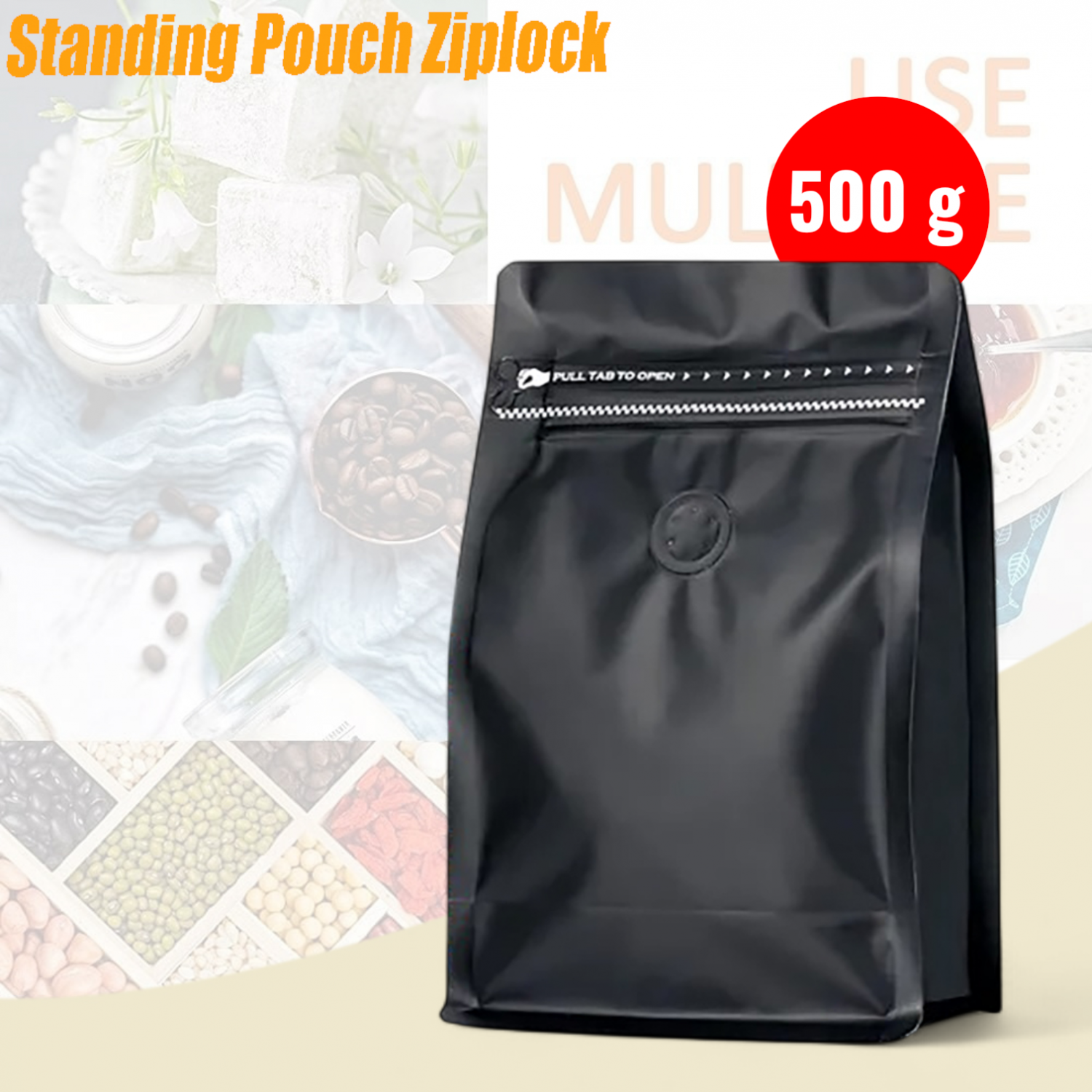 One Two Cups Kemasan Kopi Standing Pouch Ziplock with Valve 10 PCS - KF-10