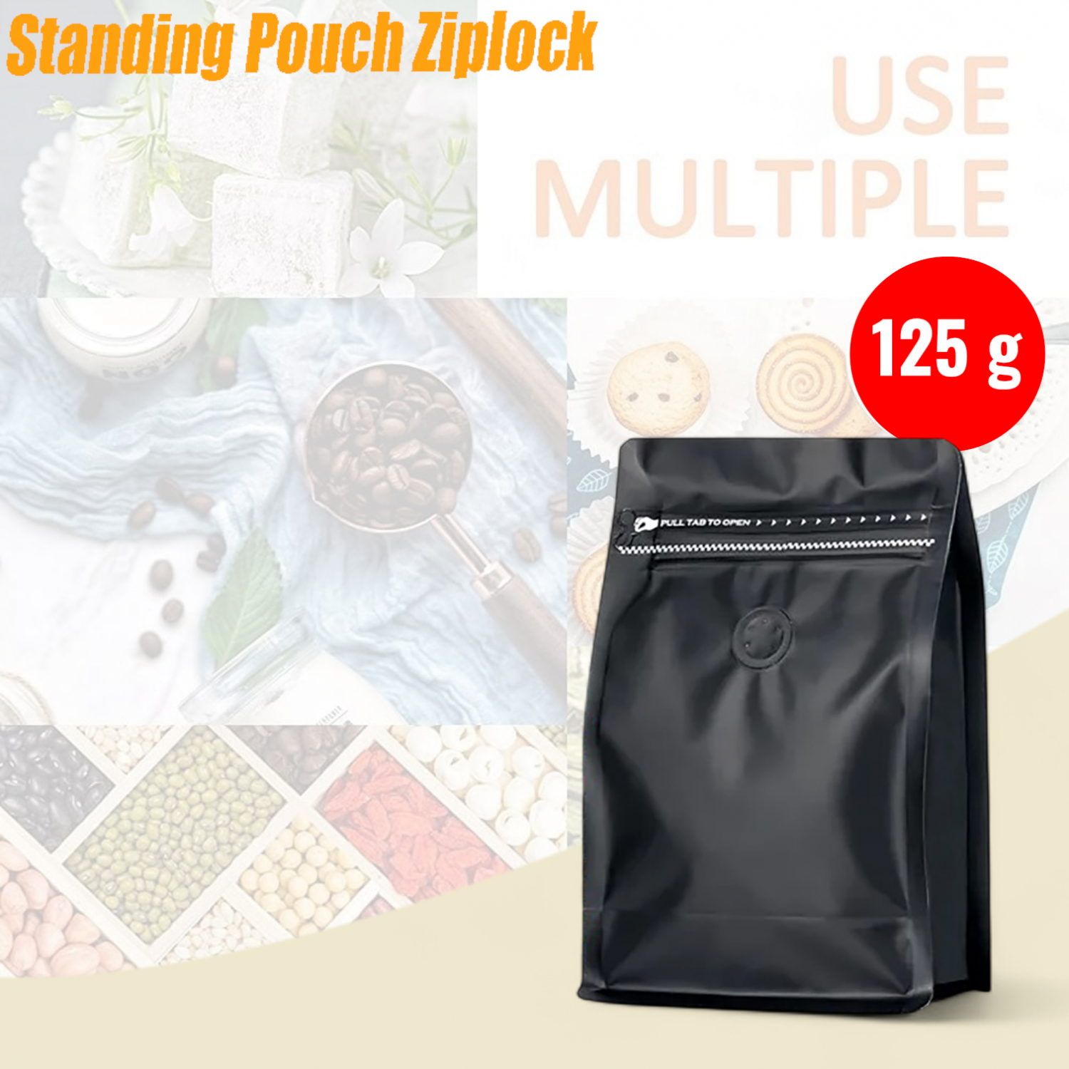 One Two Cups Kemasan Kopi Standing Pouch Ziplock with Valve 10 PCS - KF-10