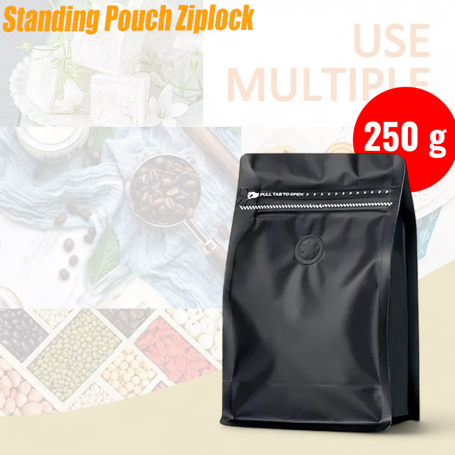 One Two Cups Kemasan Kopi Standing Pouch Ziplock with Valve 10 PCS - KF-10