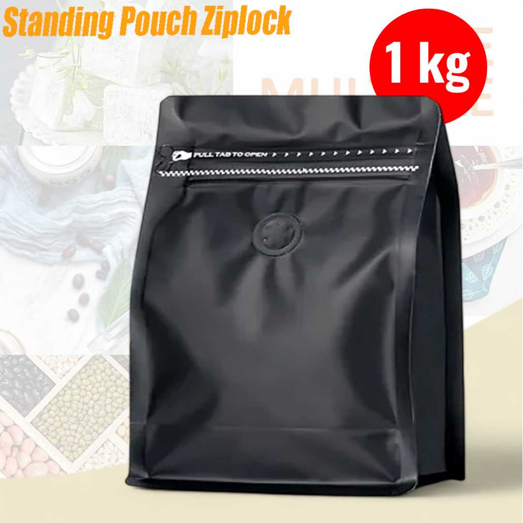 One Two Cups Kemasan Kopi Standing Pouch Ziplock with Valve 10 PCS - KF-10