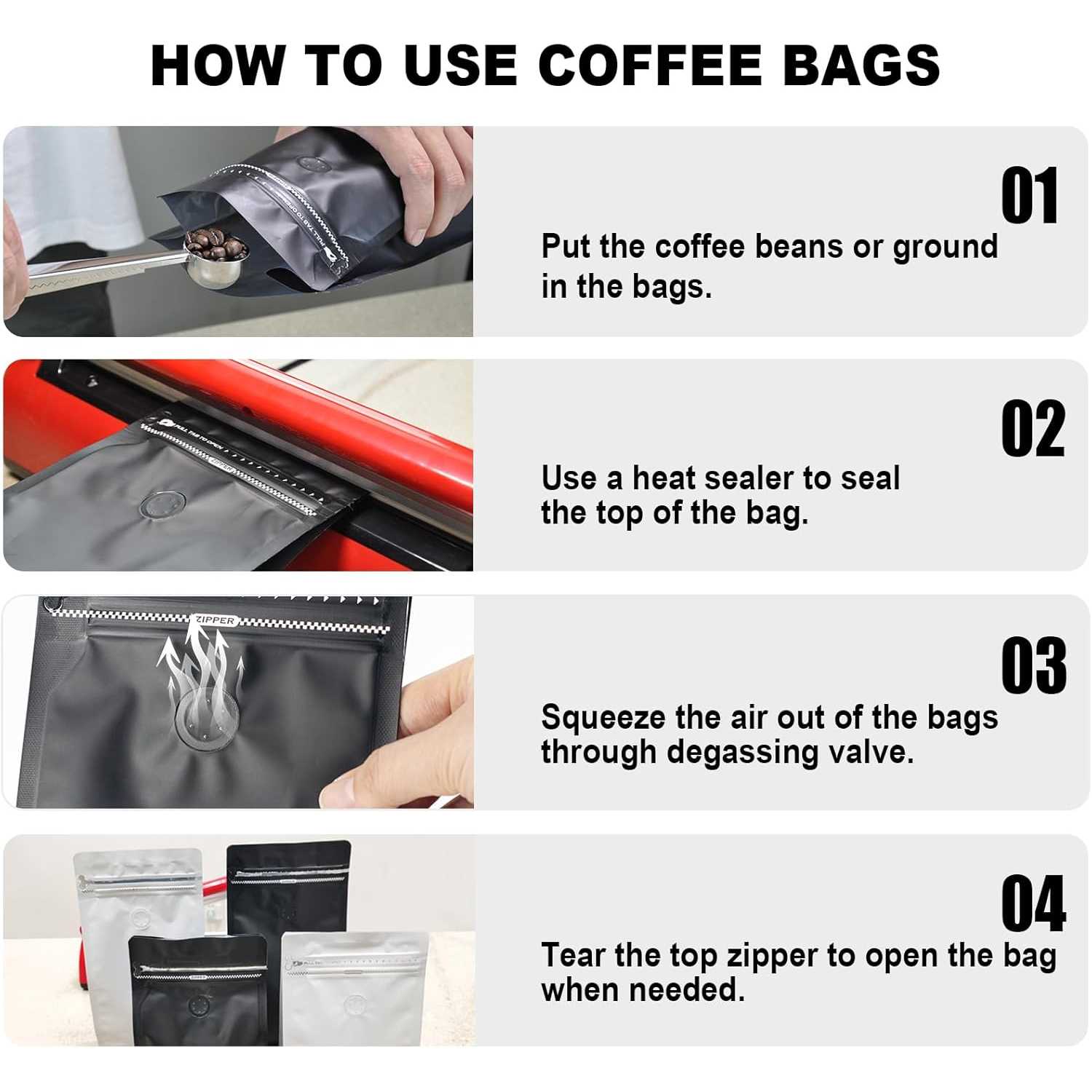 One Two Cups Kemasan Kopi Standing Pouch Ziplock with Valve 10 PCS - KF-10