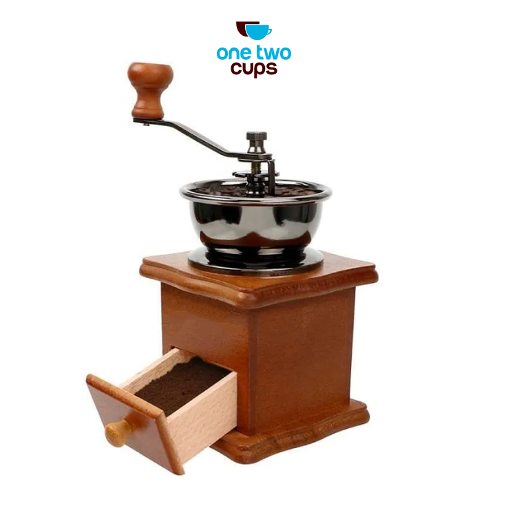 One Two Cups Alat Penggiling Kopi Manual Coffee Grinder Wood - 16290