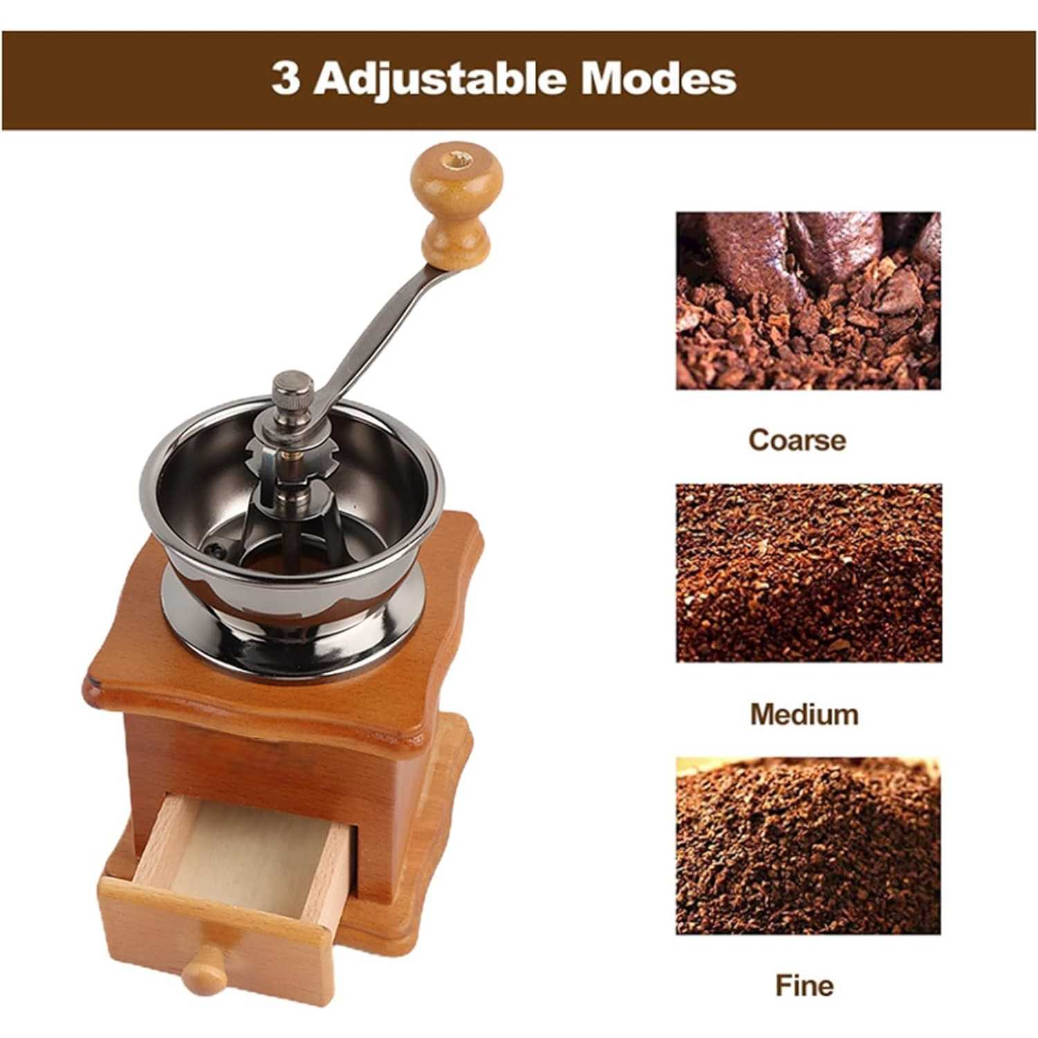 One Two Cups Alat Penggiling Kopi Manual Coffee Grinder Wood - 16290
