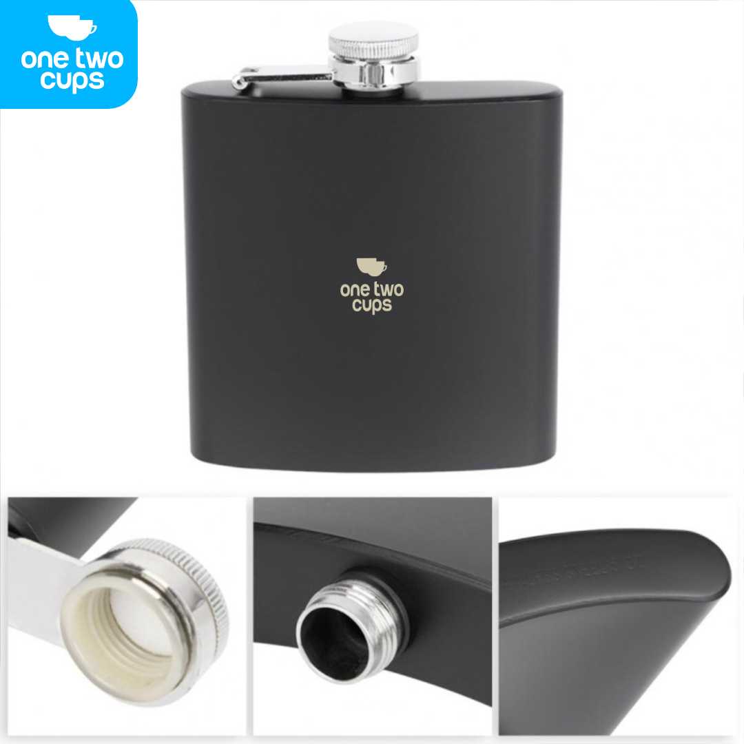One Two Cups Botol Hip Flask Wine Whiskey Stainless Steel Plastic Cap - B-86