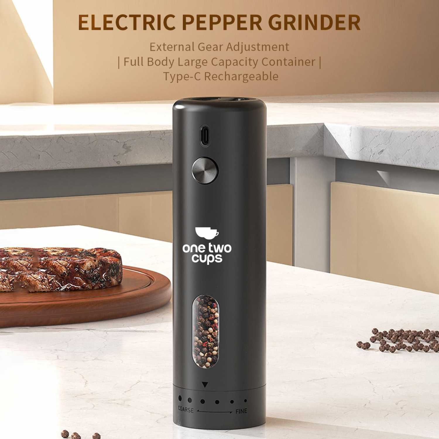 ginee_20260226165521784_2688972062.jpg One Two Cups Alat Penggiling Biji Lada Elektrik Grinder Rechargeable - KYMQ-65A