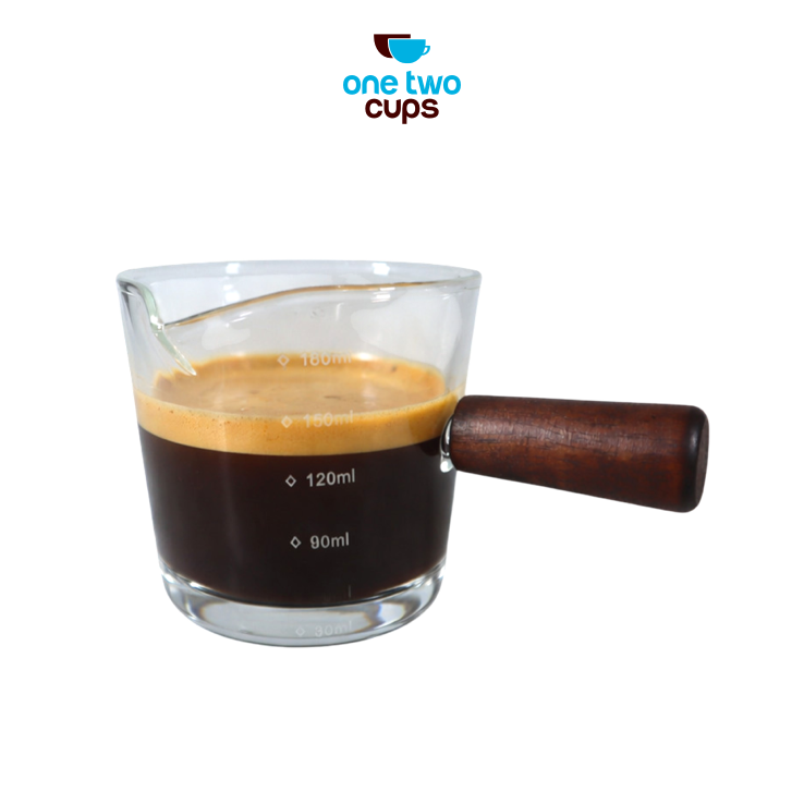 One Two Cups Gelas Takar Kopi Espresso Shot Wooden Handle 180ml - MK-18
