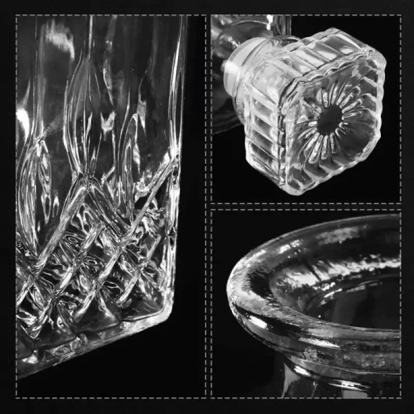 One Two Cups Whisky Decanter Glass Bottle Liquor Scotch Luxury 950ml - EJ50HF