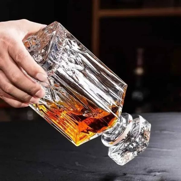 One Two Cups Whisky Decanter Glass Bottle Liquor Scotch Luxury 950ml - EJ50HF