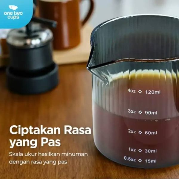 One Two Cups Gelas Takar Kopi Espresso Shot Measuring Cup Spout 120ml - KS21