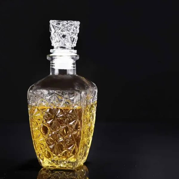 One Two Cups Whisky Decanter Glass Bottle Liquor Scotch Diamond 750ml - C04