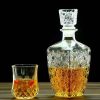 One Two Cups Whisky Decanter Glass Bottle Liquor Scotch Diamond 750ml - C04