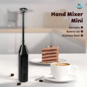 One Two Cups Hand Mixer Mini Pengocok Telur Kopi Milk Frother Battery - 16310 - Hitam