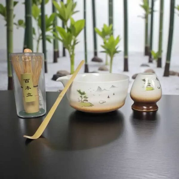 One Two Cups Matcha Set Chawan Chasen Stand Chashaku 500ml 4 PCS - S30