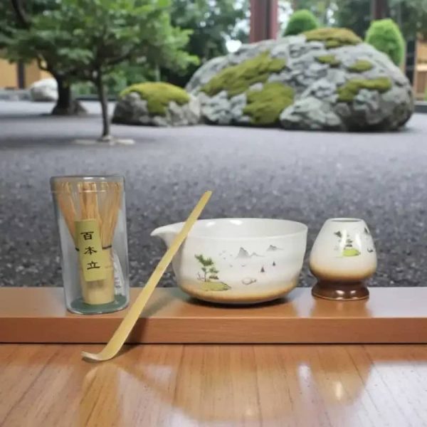 One Two Cups Matcha Set Chawan Chasen Stand Chashaku 500ml 4 PCS - S30