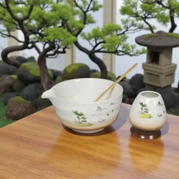 One Two Cups Matcha Set Chawan Chasen Stand Chashaku 500ml 4 PCS - S30