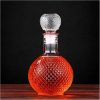 One Two Cups Whisky Decanter Glass Bottle Liquor Scotch Luxury Round - C13