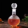 One Two Cups Whisky Decanter Glass Bottle Liquor Scotch Luxury Round - C13