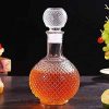 One Two Cups Whisky Decanter Glass Bottle Liquor Scotch Luxury Round - C13