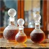 One Two Cups Whisky Decanter Glass Bottle Liquor Scotch Luxury Round - C13