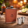 One Two Cups Botol Hip Flask Stainless Leather 7oz with Shot Glass - TAG7