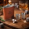 One Two Cups Botol Hip Flask Stainless Leather 7oz with Shot Glass - TAG7