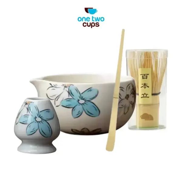 One Two Cups Matcha Set Chawan Chasen Stand Chashaku 500ml 4 PCS - CZ6