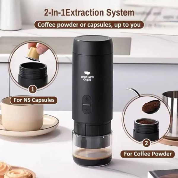 ginee_20260416173124422_4979244192.jpeg One Two Cups Portable Coffee Maker 2in1 Nespresso 20 Bar 1500mAh - HS9440-2S