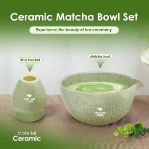 One Two Cups Matcha Set Kit Chawan Chasen Stand Ceramic 500ml 2 PCS - S45