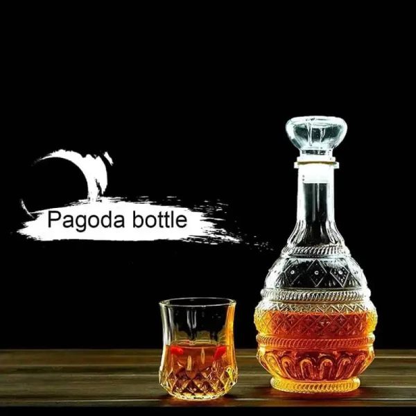 One Two Cups Whisky Decanter Glass Bottle Liquor Scotch Luxury Pagoda - C25