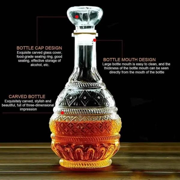 One Two Cups Whisky Decanter Glass Bottle Liquor Scotch Luxury Pagoda - C25