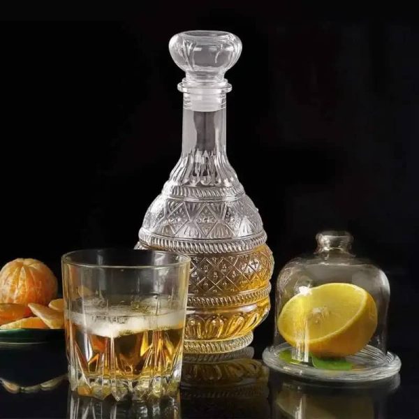 One Two Cups Whisky Decanter Glass Bottle Liquor Scotch Luxury Pagoda - C25