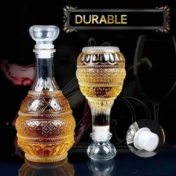 One Two Cups Whisky Decanter Glass Bottle Liquor Scotch Luxury Pagoda - C25